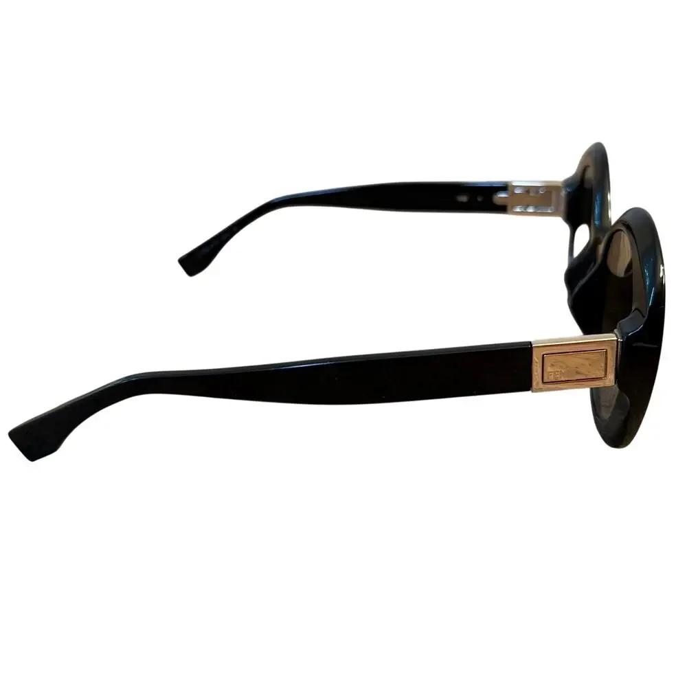 FENDI Peekaboo Sunglasses Oval 0293/S Black Gold Hinge Detail Italy Made Women's